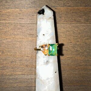 Green and Orange cz fashion ring sz 7